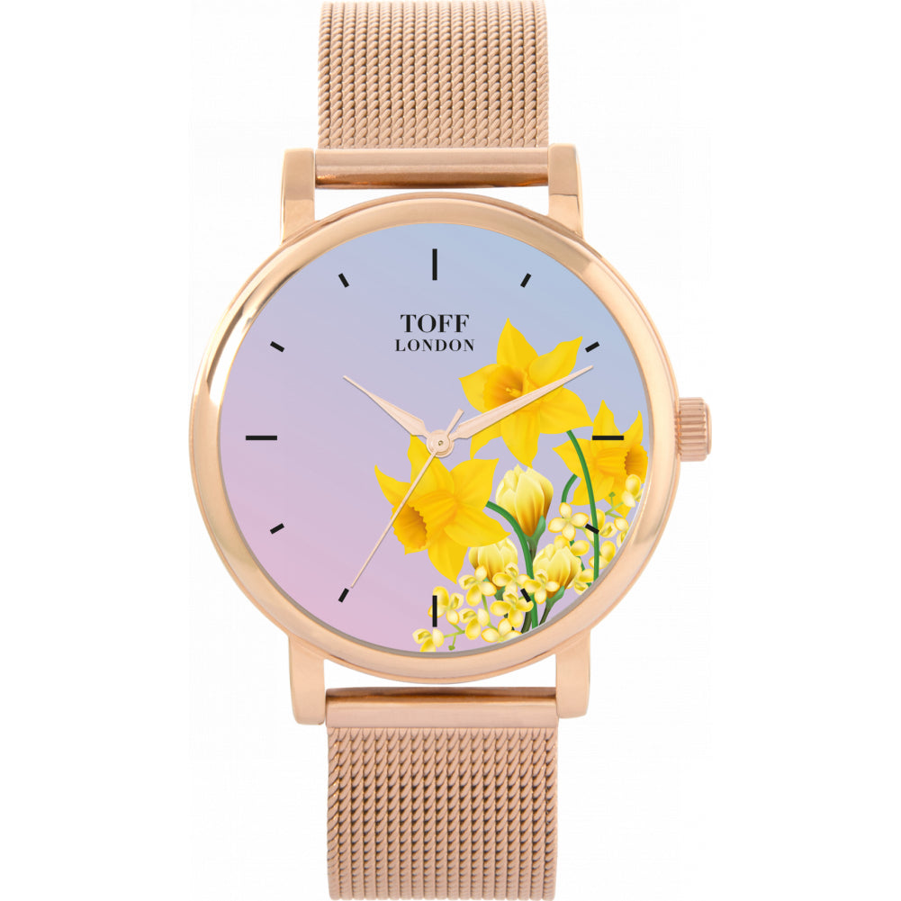 Ladies Yellow Daffodil Watch