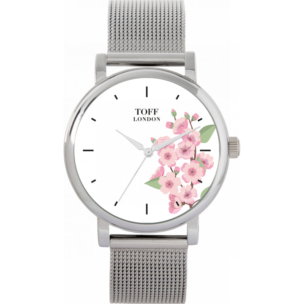 Ladies Pink Cherry Blossom Flower Watch