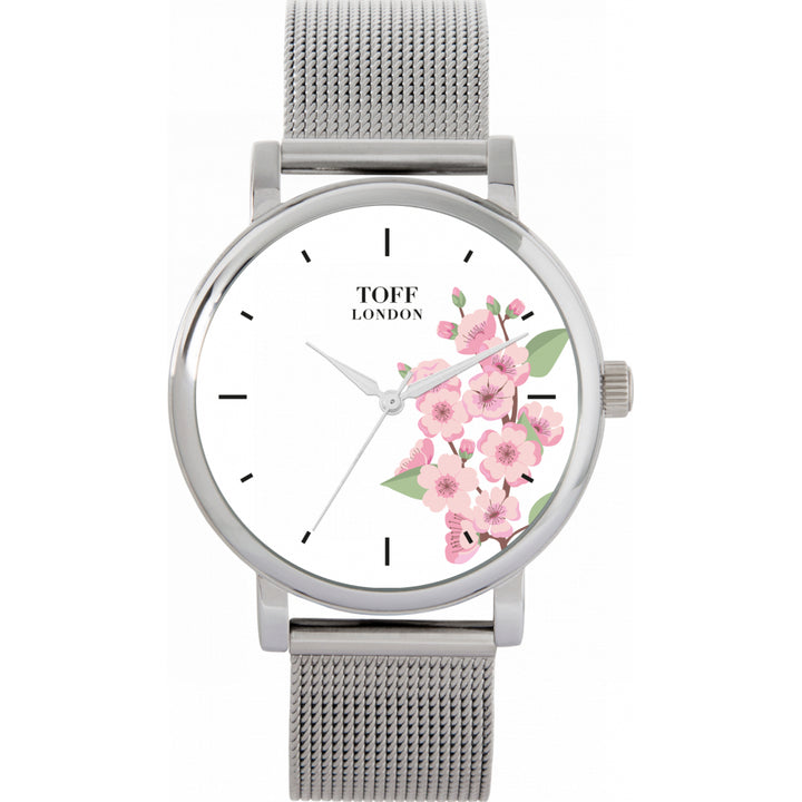 Ladies Pink Cherry Blossom Flower Watch
