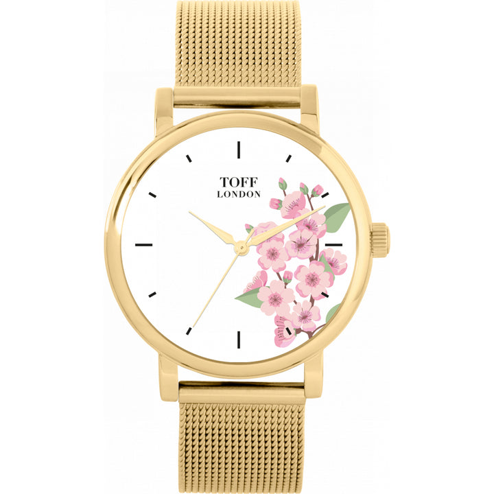Ladies Pink Cherry Blossom Flower Watch