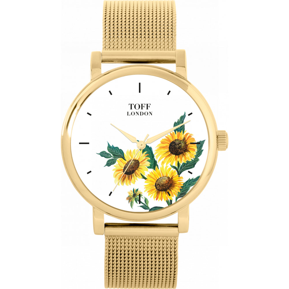 Ladies Yellow Sunflower Flower Watch
