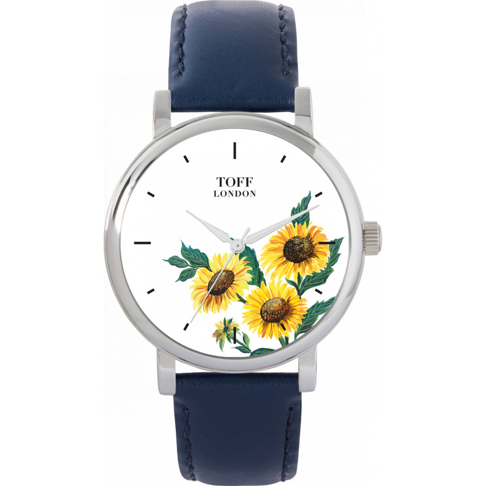 Ladies Yellow Sunflower Flower Watch Toff London
