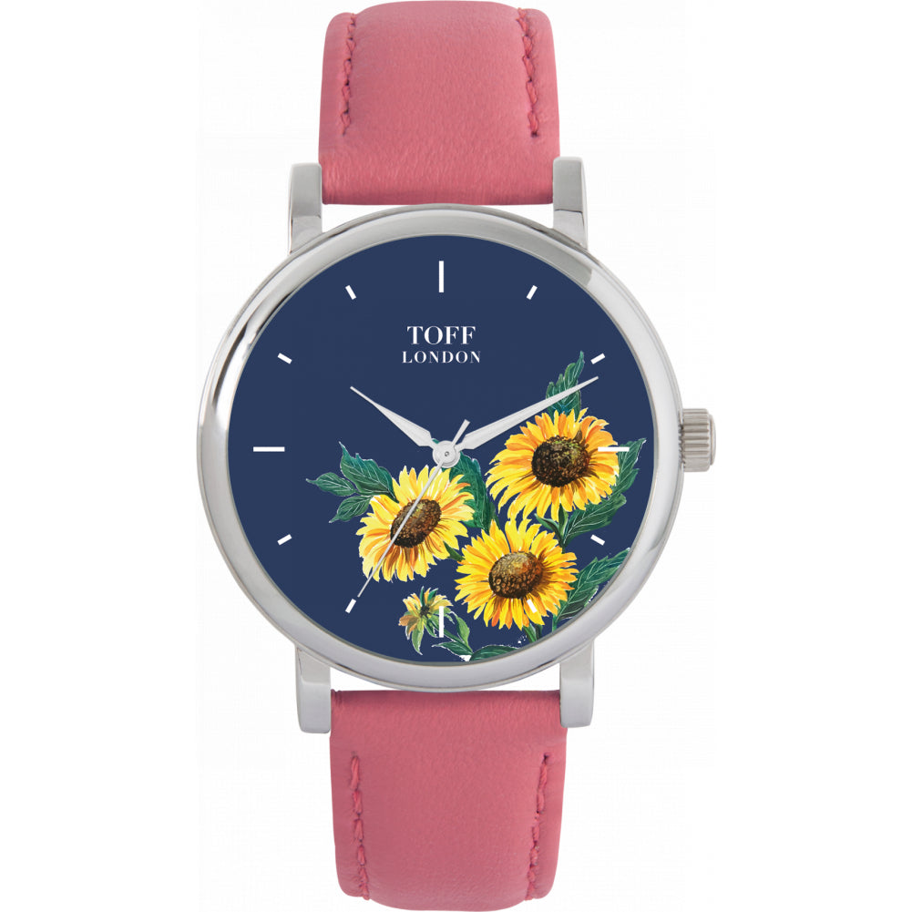 Ladies Yellow Sunflower Flower Watch Toff London