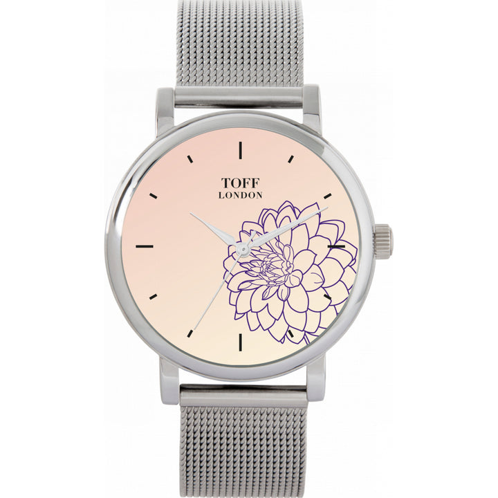 Ladies Purple Dahlia Flower Watch