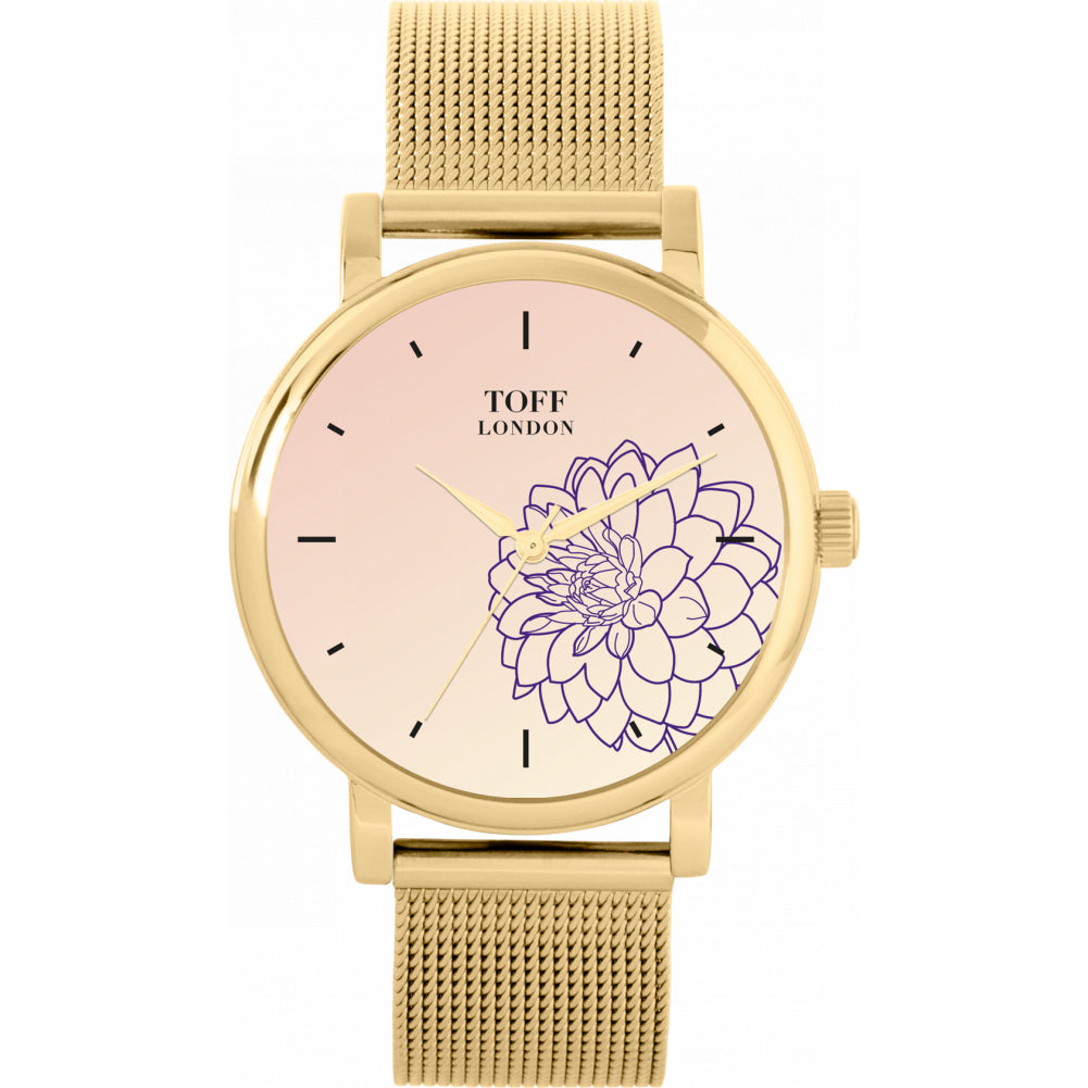Ladies Purple Dahlia Flower Watch