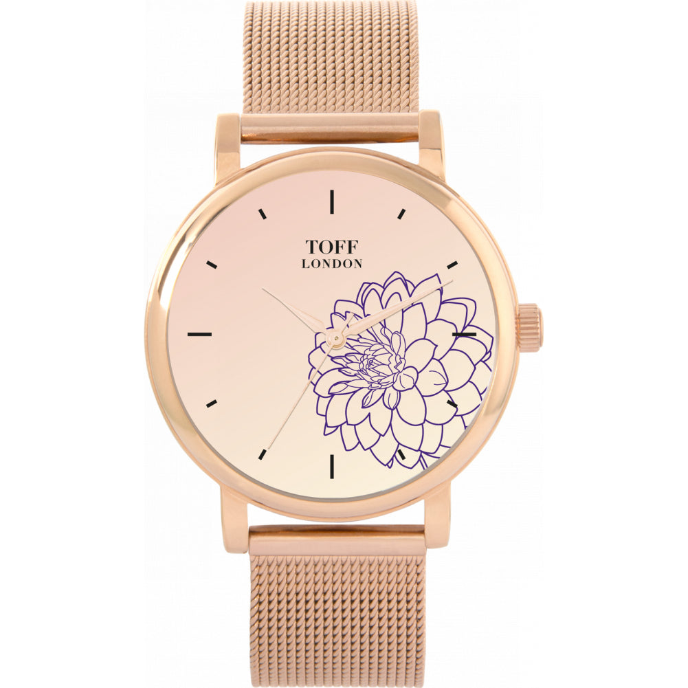 Ladies Purple Dahlia Flower Watch