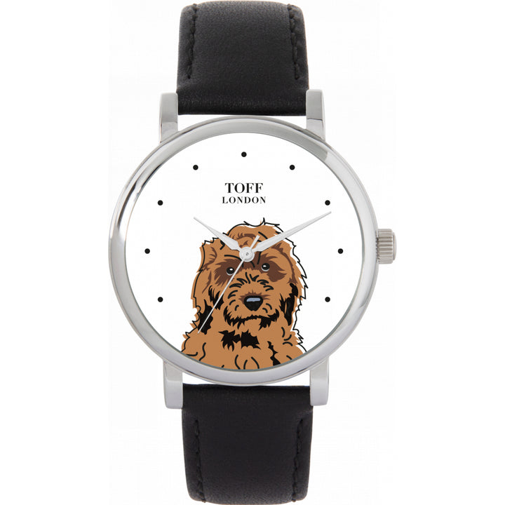 Ladies Brown Cockapoo Dog Head Watch