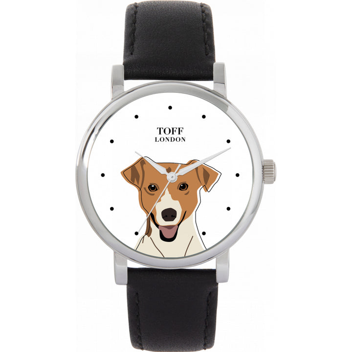 Ladies Beige Jack Russell Terrier Dog Head Watch