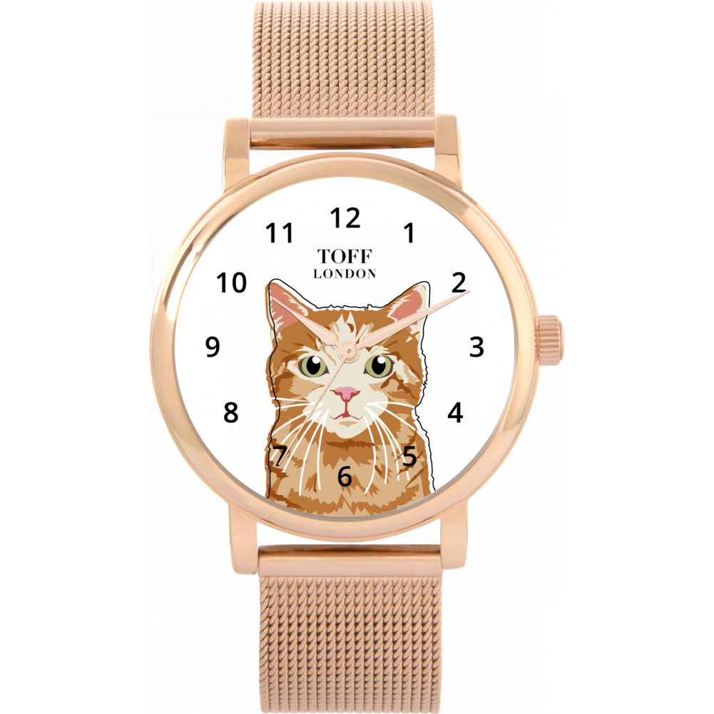 Ladies Ginger Tabby Cat Watch