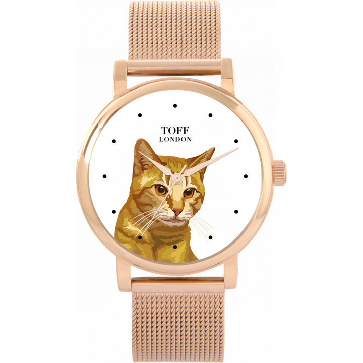 Ladies Brown Moggie Cat Head Watch