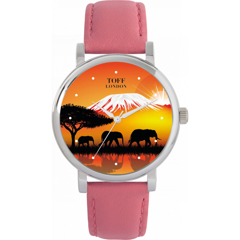 Ladies Sunset Elephants Watch