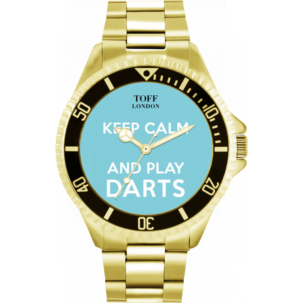 Mens Blue Keep Calm and Play Darts Watch