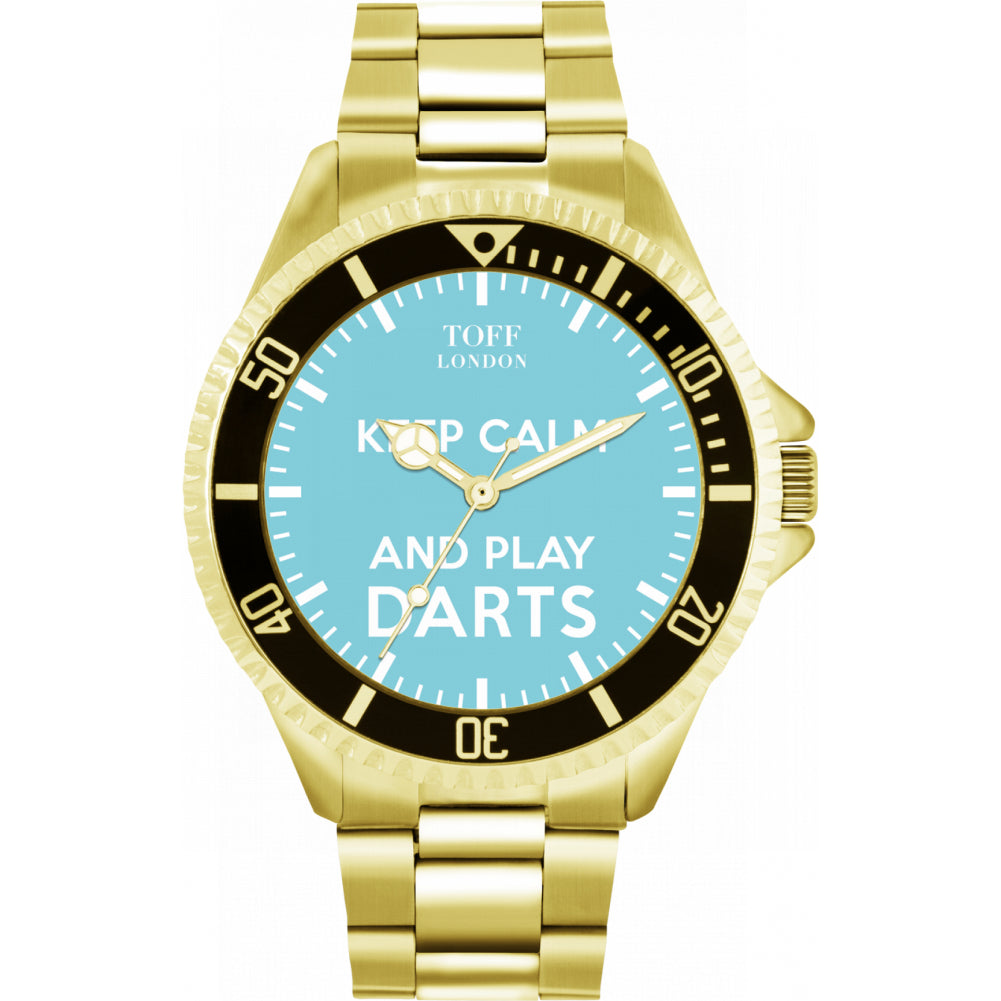 Mens Blue Keep Calm and Play Darts Watch