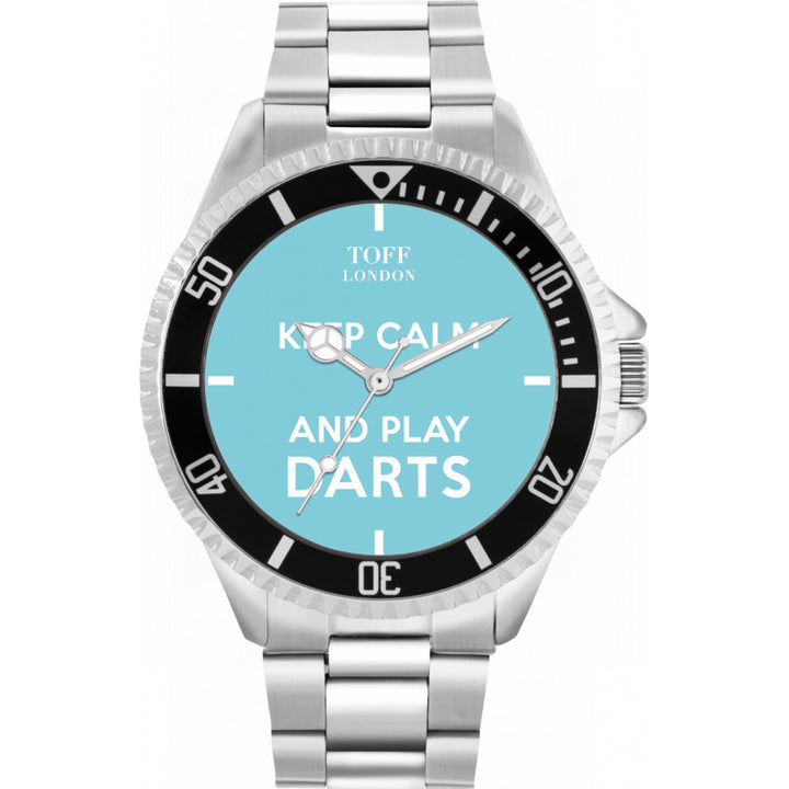 Mens Blue Keep Calm and Play Darts Watch
