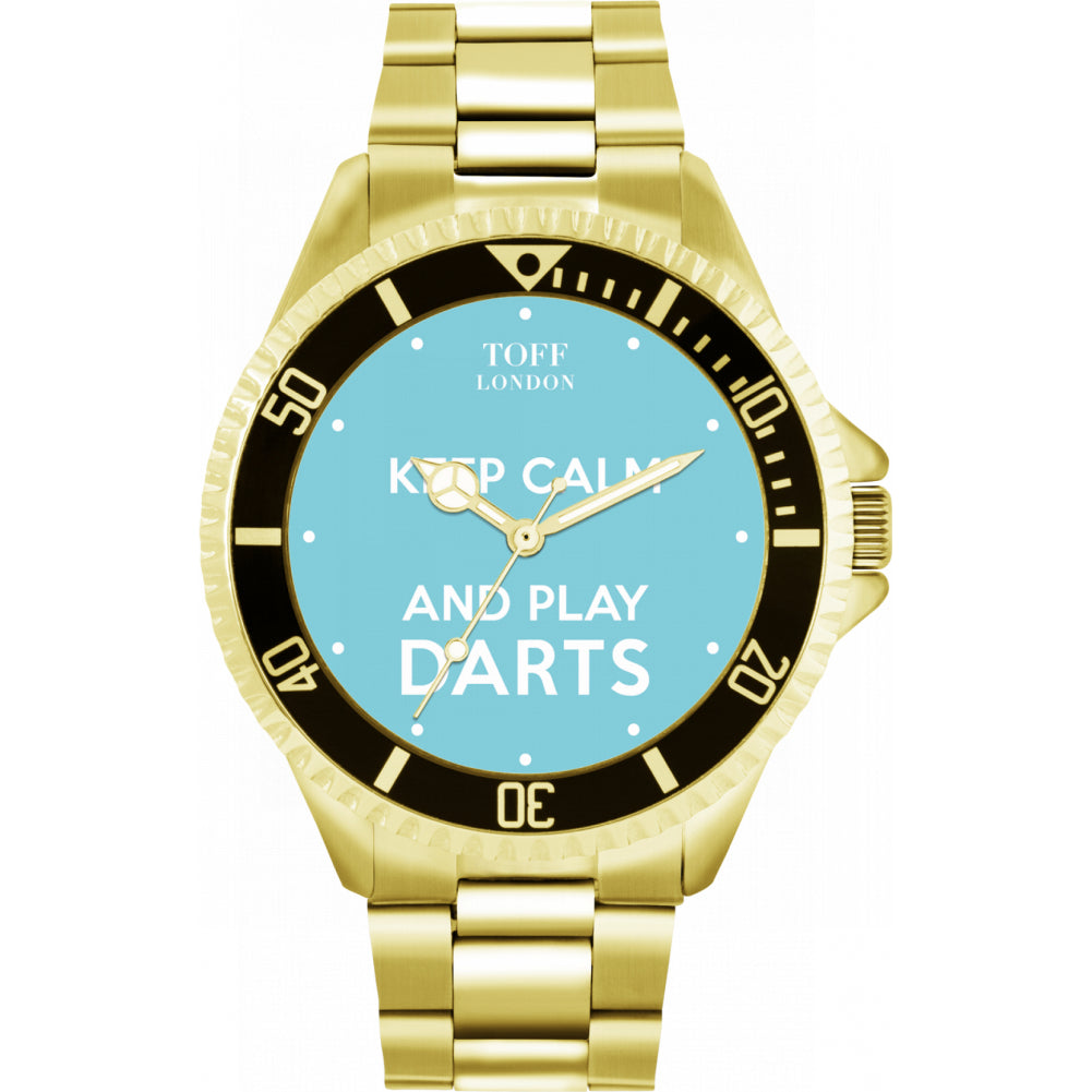 Mens Blue Keep Calm and Play Darts Watch