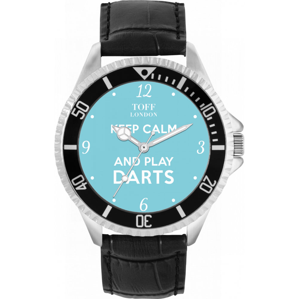 Mens Blue Keep Calm and Play Darts Watch