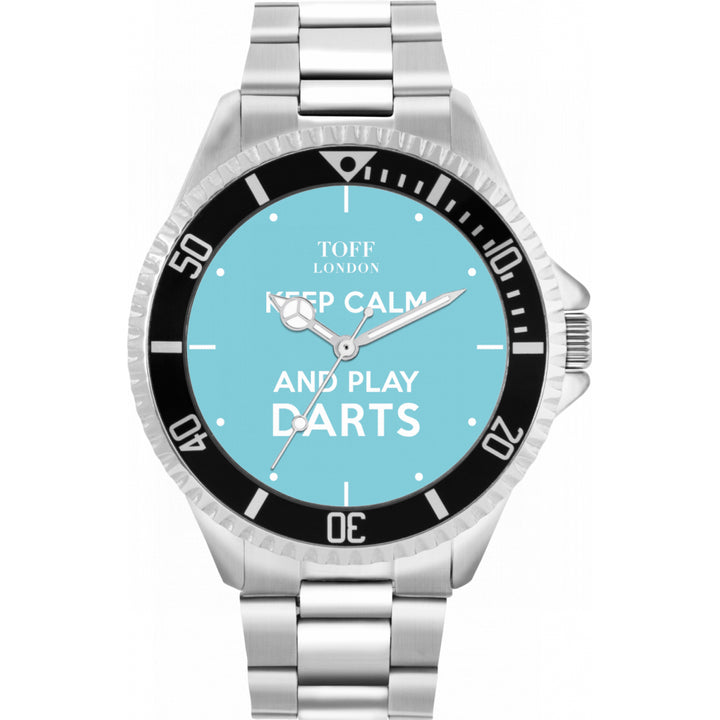 Mens Blue Keep Calm and Play Darts Watch