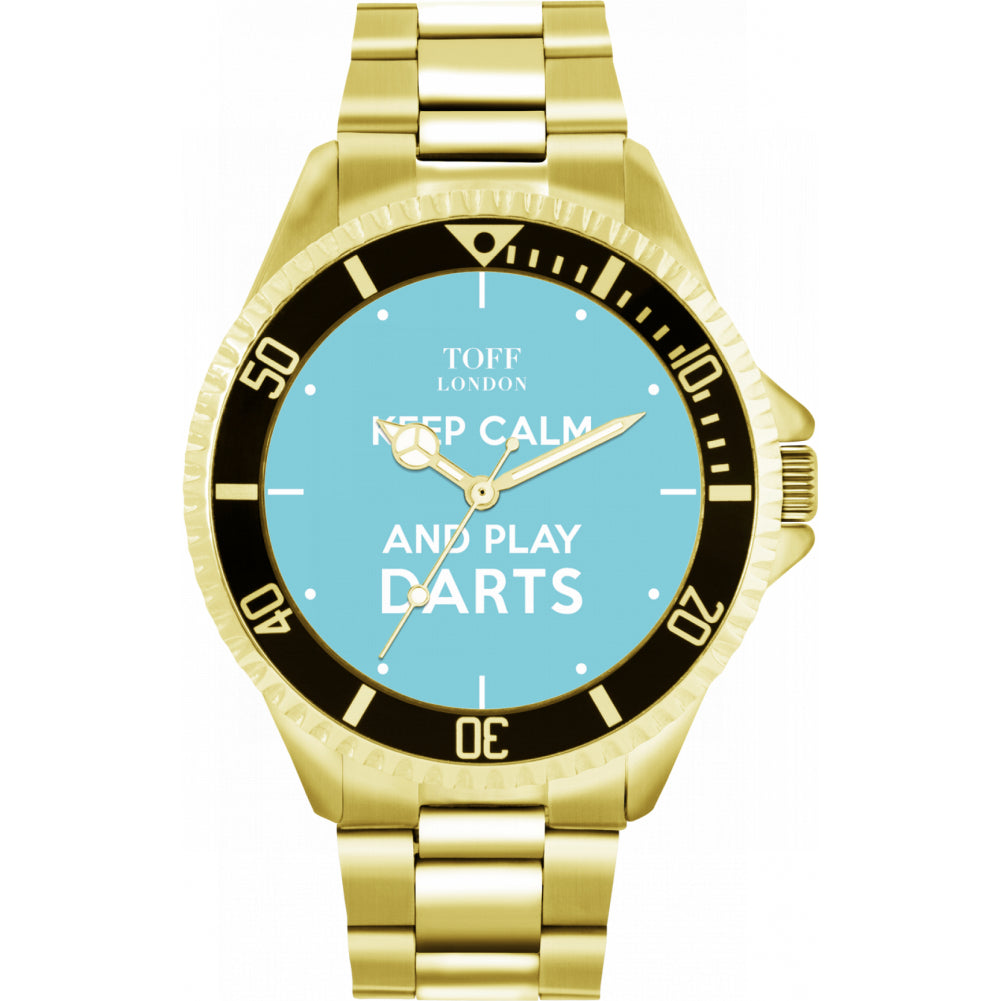 Mens Blue Keep Calm and Play Darts Watch