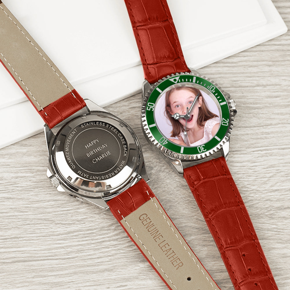 Mens Personalised Photo Engraved Gift Watch