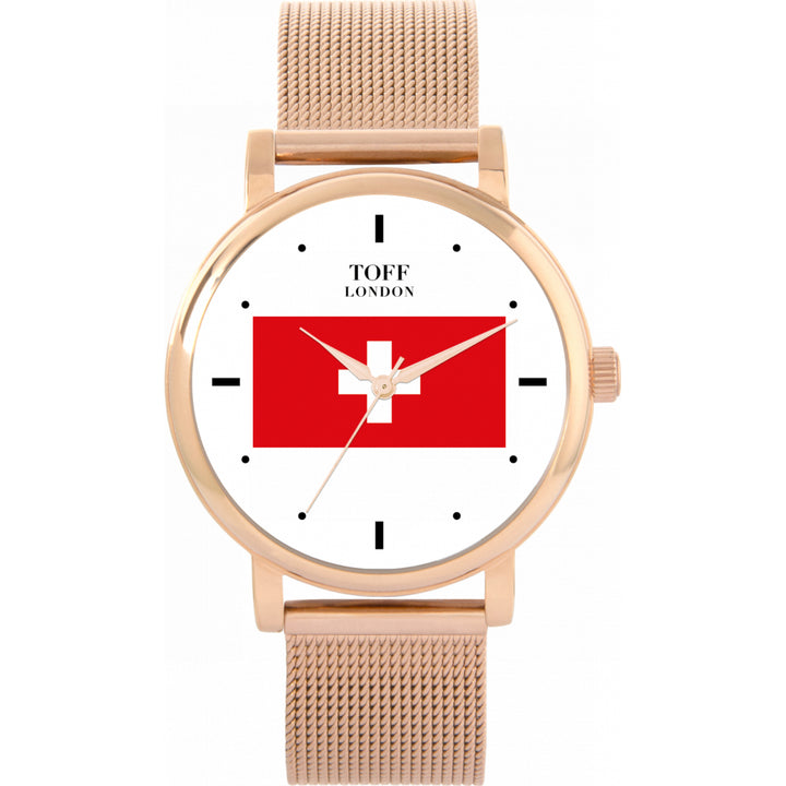 Ladies Switzerland Flag Watch