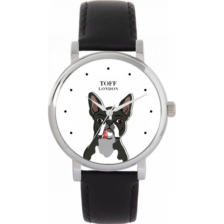 Ladies Boston Terrier Dog Head Watch