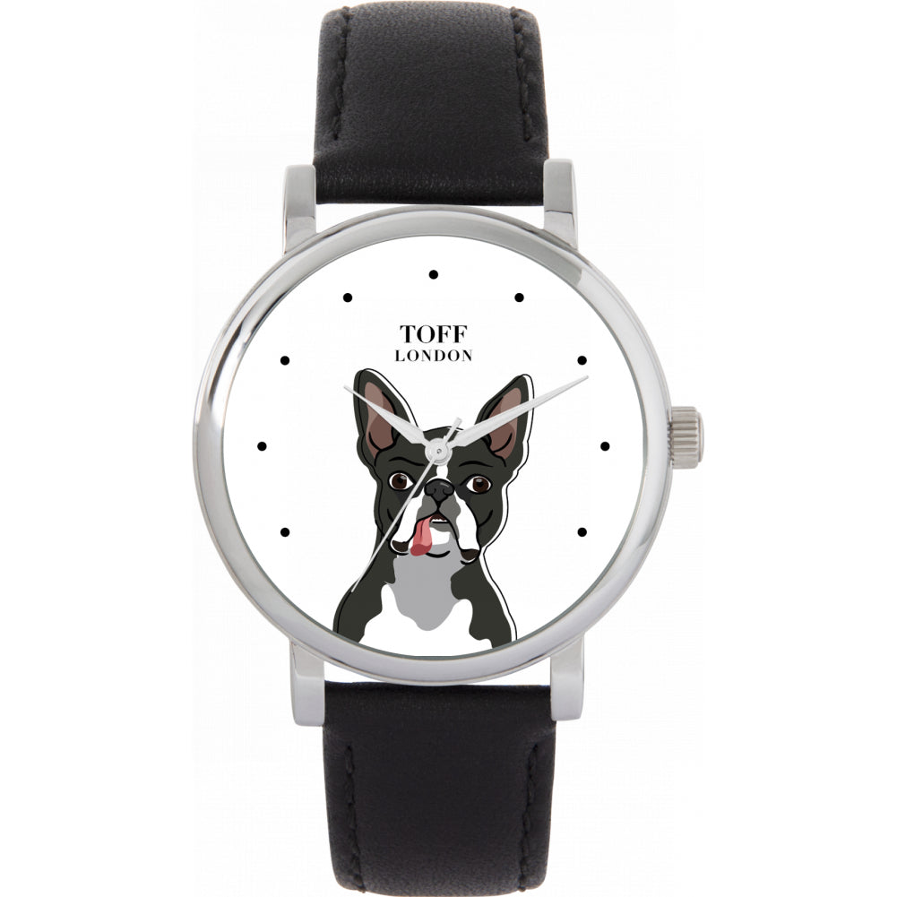 Boston Terrier Dog Head Watch