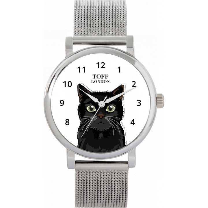 Ladies Black Cat Head Watch