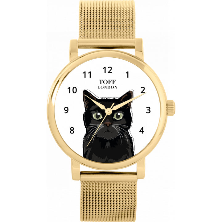 Ladies Black Cat Head Watch