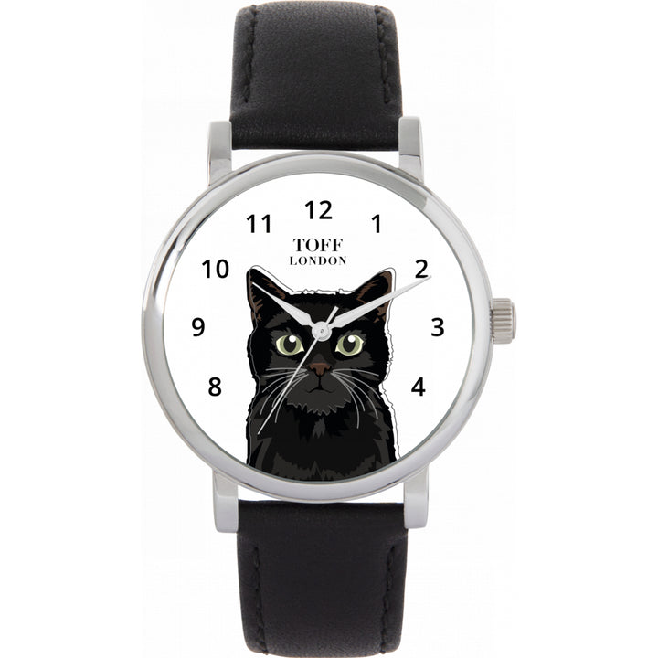Ladies Black Cat Head Watch