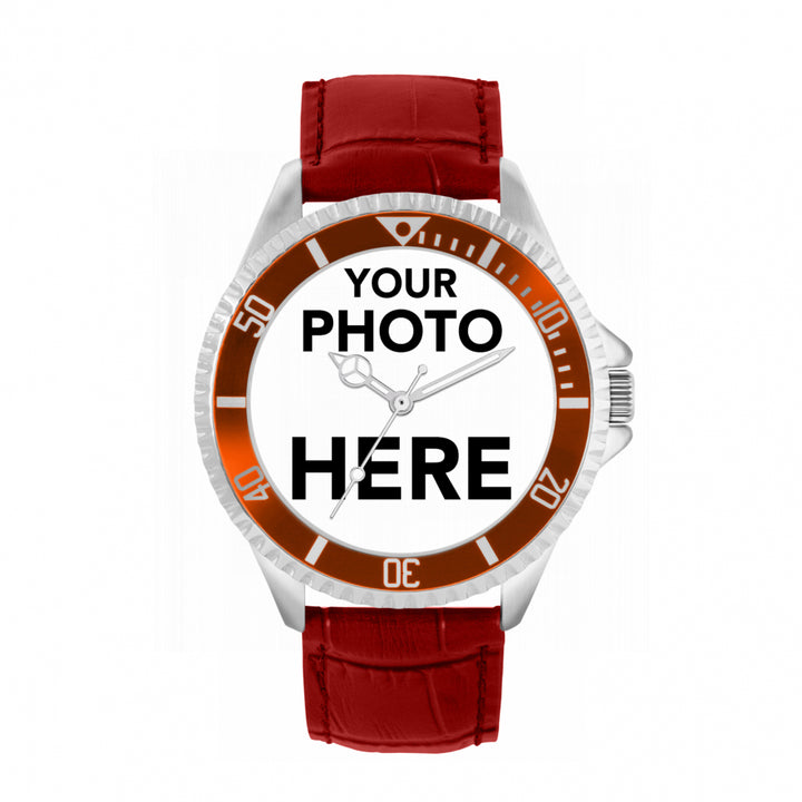 Men’s Personalised Photo Watch – Brown Bezel