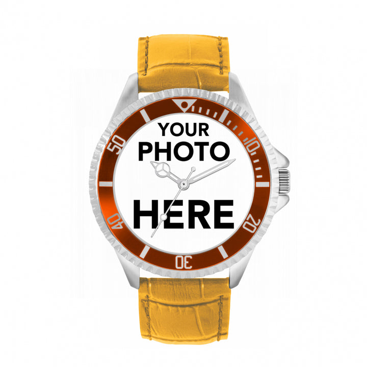 Men’s Personalised Photo Watch – Brown Bezel