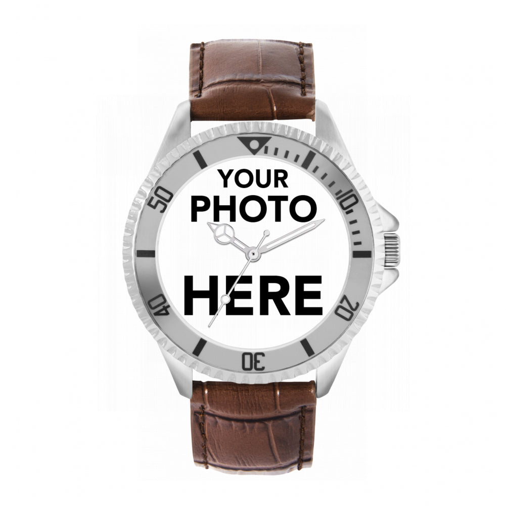 Men’s Personalised Photo Watch – Silver Bezel