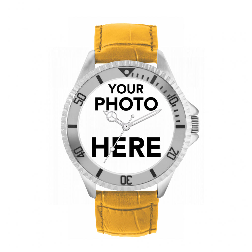 Men’s Personalised Photo Watch – Silver Bezel