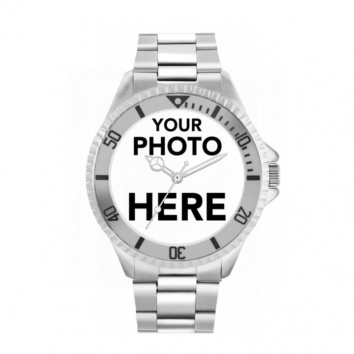 Men’s Personalised Photo Watch – Silver Bezel