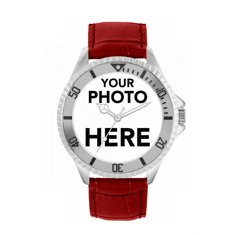 Men’s Personalised Photo Watch – Silver Bezel
