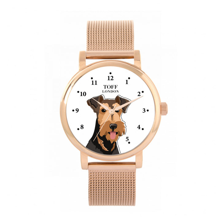 Ladies Airedale Terrier Dog Head Watch