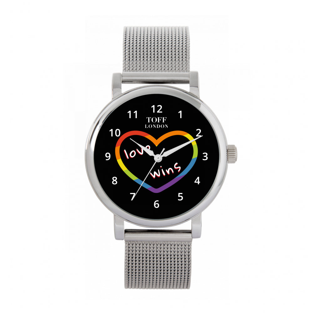 38mm Valentine Black Love Wins Heart Watch