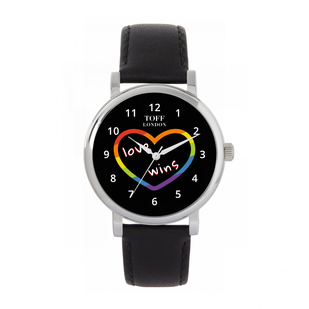 38mm Valentine Black Love Wins Heart Watch