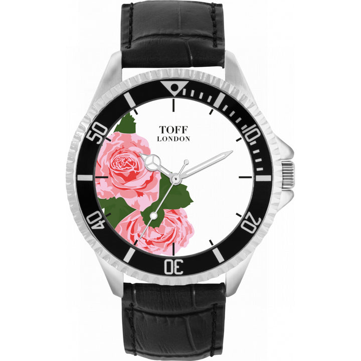 Mens Pink Rose Flower Watch