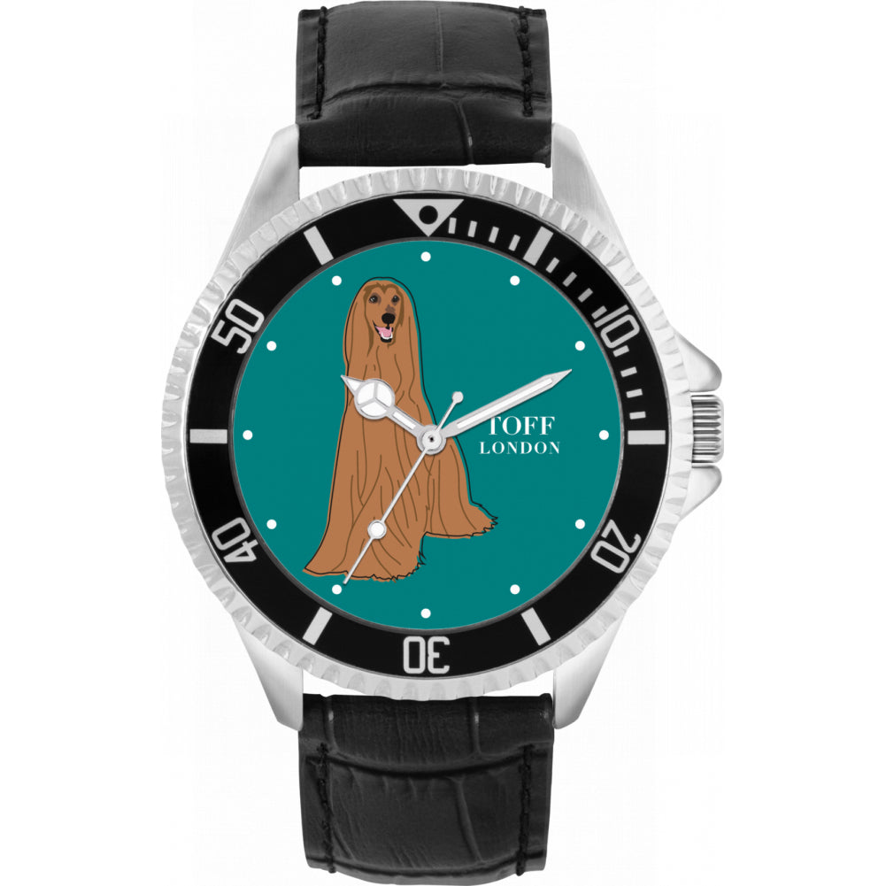 Mens Brown Afghan Hound Dog Watch