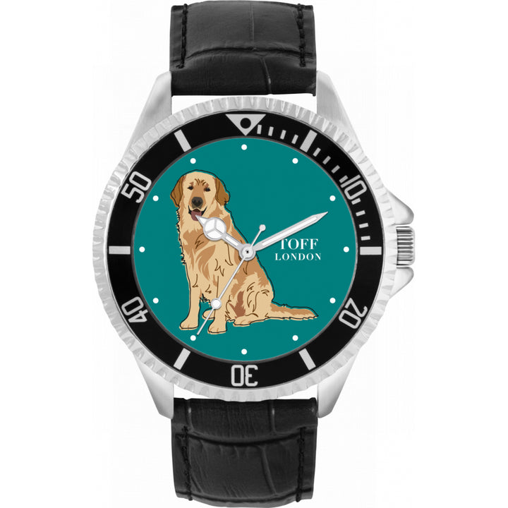 Mens Beige Golden Retriever Dog Watch