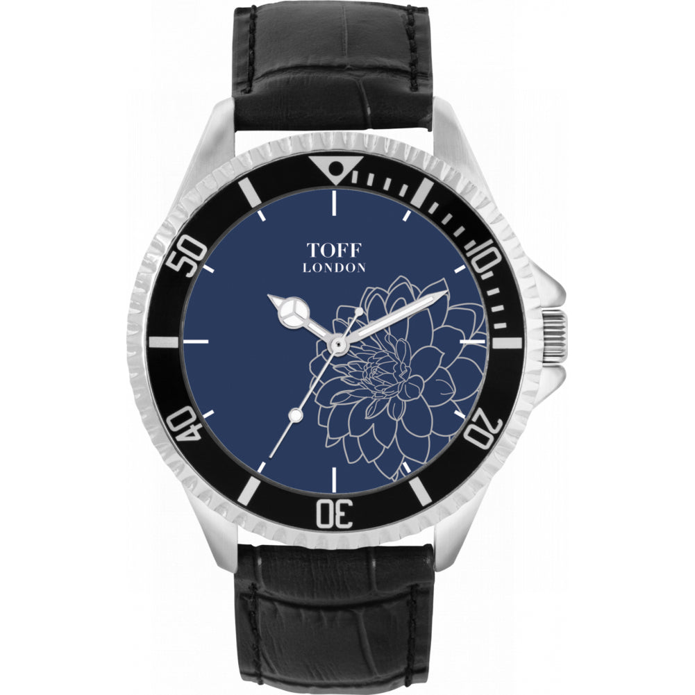 Mens Grey Dahlia Flower Watch