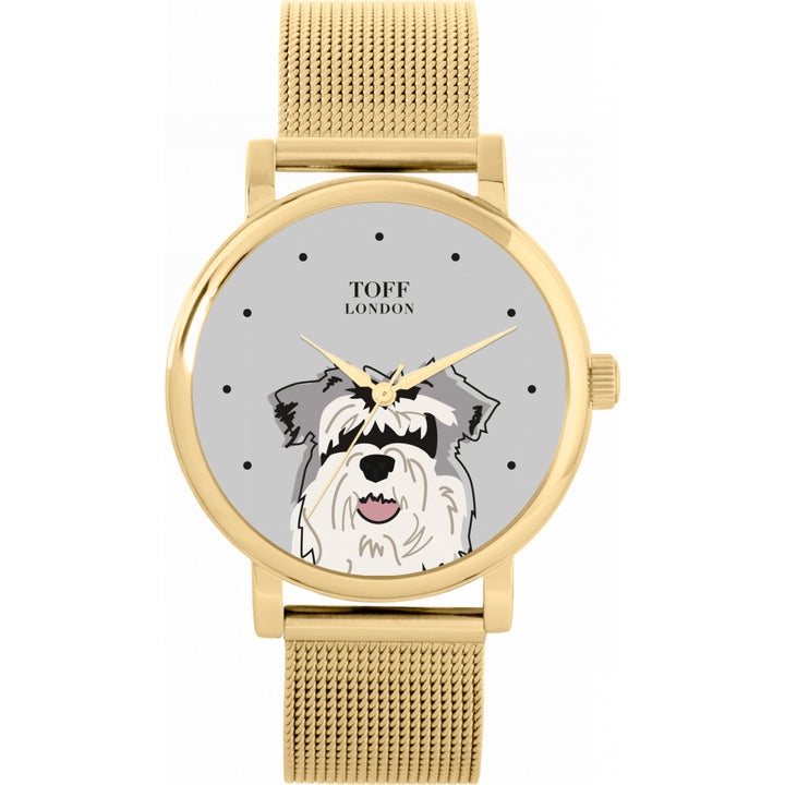 Ladies Grey Miniature Schnauzer Dog Head Watch