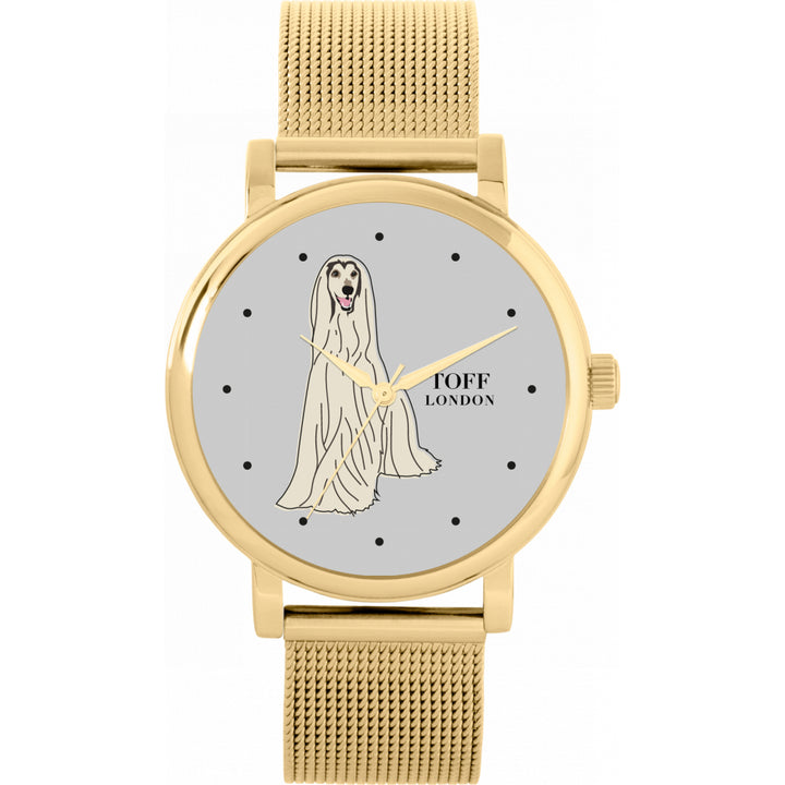 Ladies White Afghan Hound Dog Watch