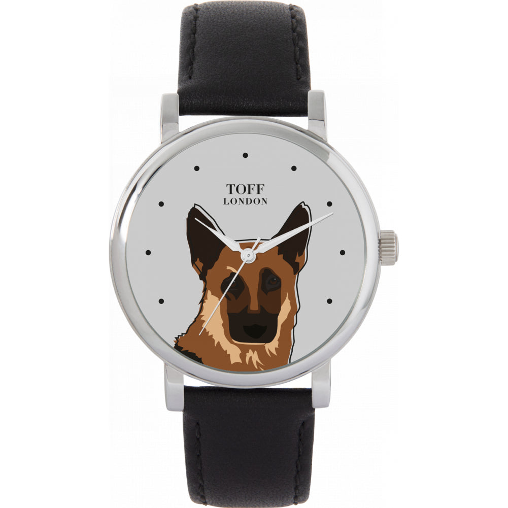 Ladies Brown German Shepherd Dog Head Watch
