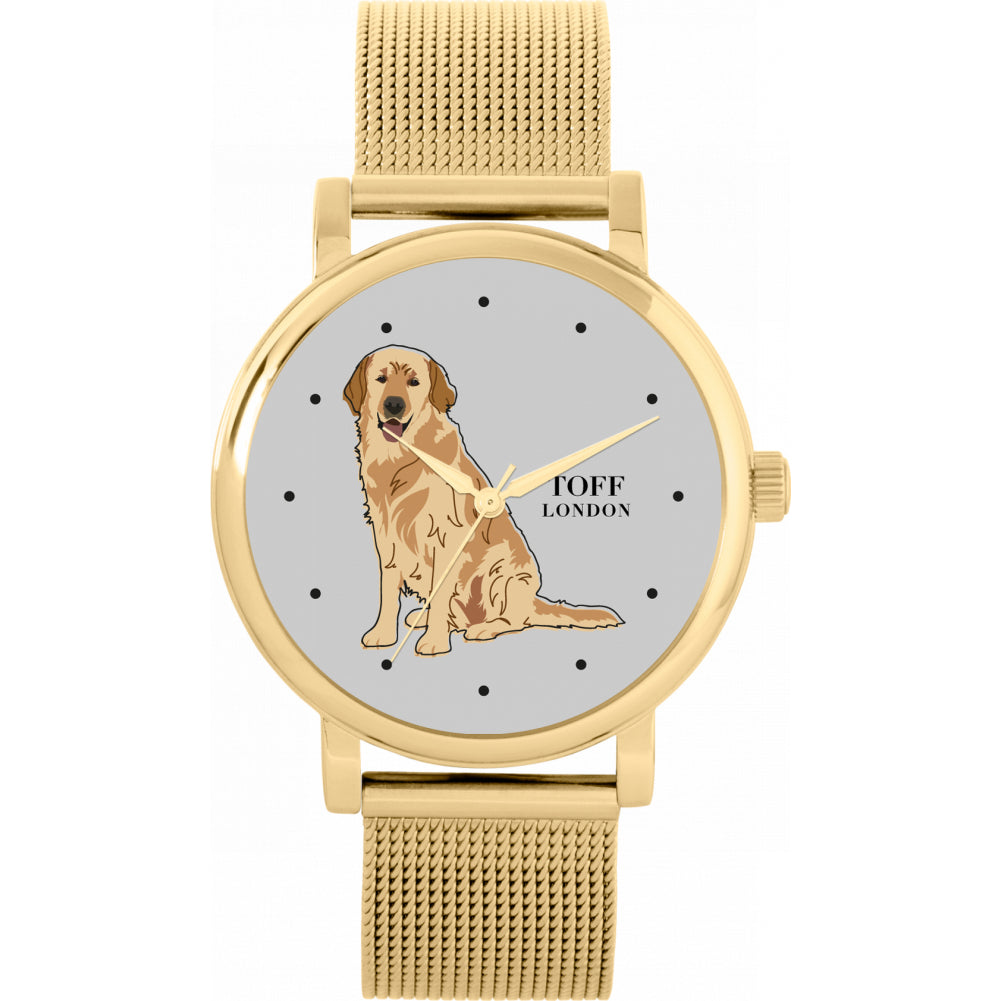 Ladies Beige Golden Retriever Dog Watch