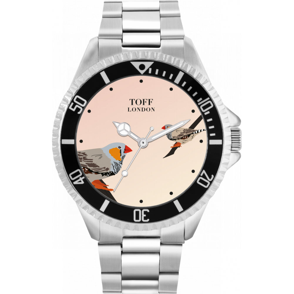 Mens Grey Two Finches Bird Watch