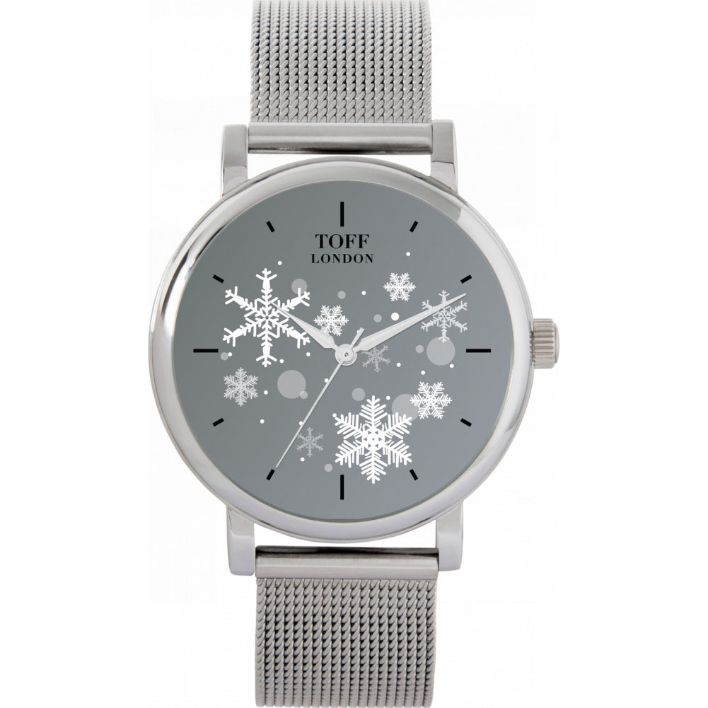 Ladies Christmas Grey Snowflake Watch