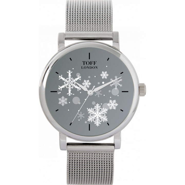 Ladies Christmas Grey Snowflake Watch