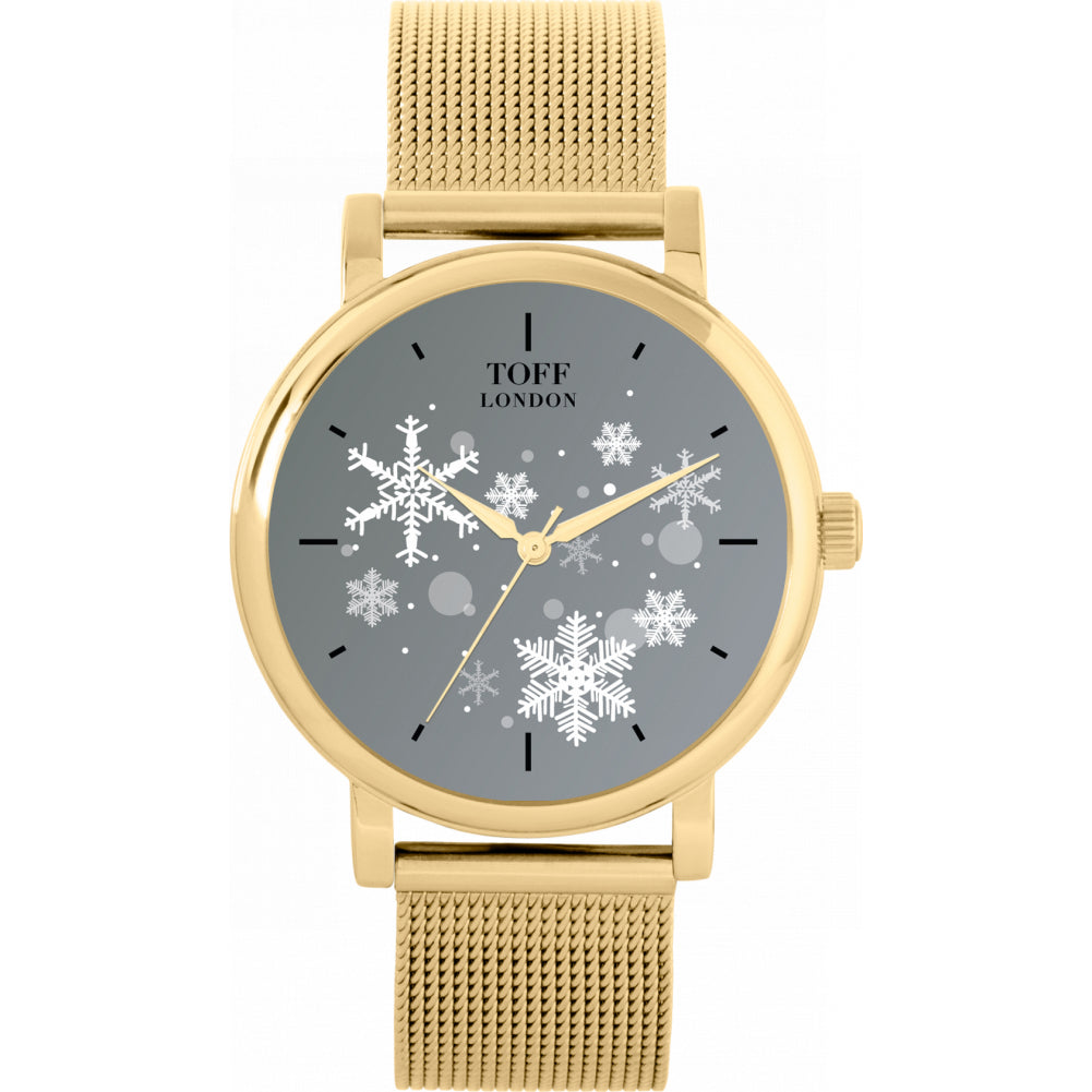 Ladies Christmas Grey Snowflake Watch